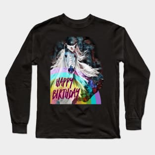 Happy Birthday (rainbow horse) Long Sleeve T-Shirt